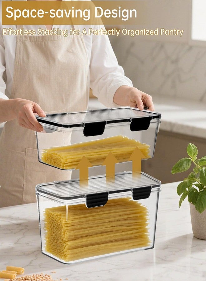 EORTA Set of 2 Spaghetti Pasta Storage Container with Lid, (3.6L/2.8L) Clear Kitchen Pantry Organizer for Noodles, Flour & Dry Food, Plastic Canisters Keeper Box with Black Cover, Size M/L (Black) - Image 5