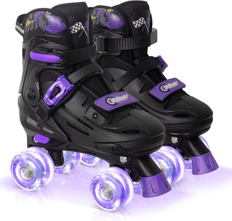 Nattork Adjustable Roller Skates for Kids - Cool Racing Car Design for Ages 4-16 - Image 1