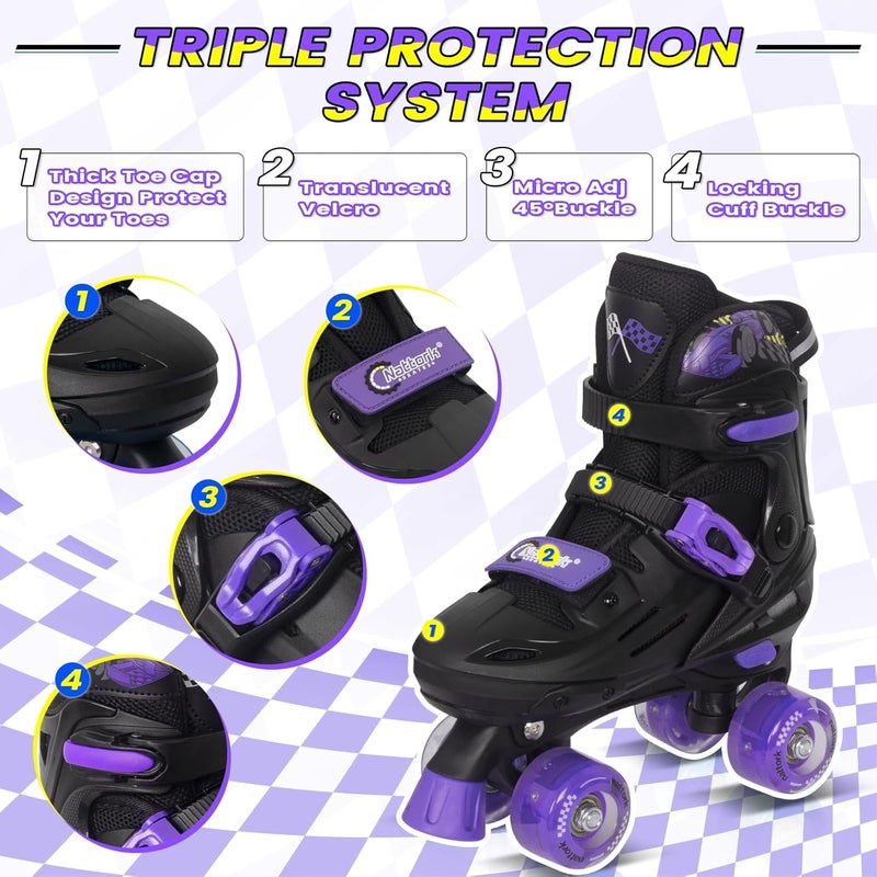 Nattork Adjustable Roller Skates for Kids - Cool Racing Car Design for Ages 4-16 - Image 2