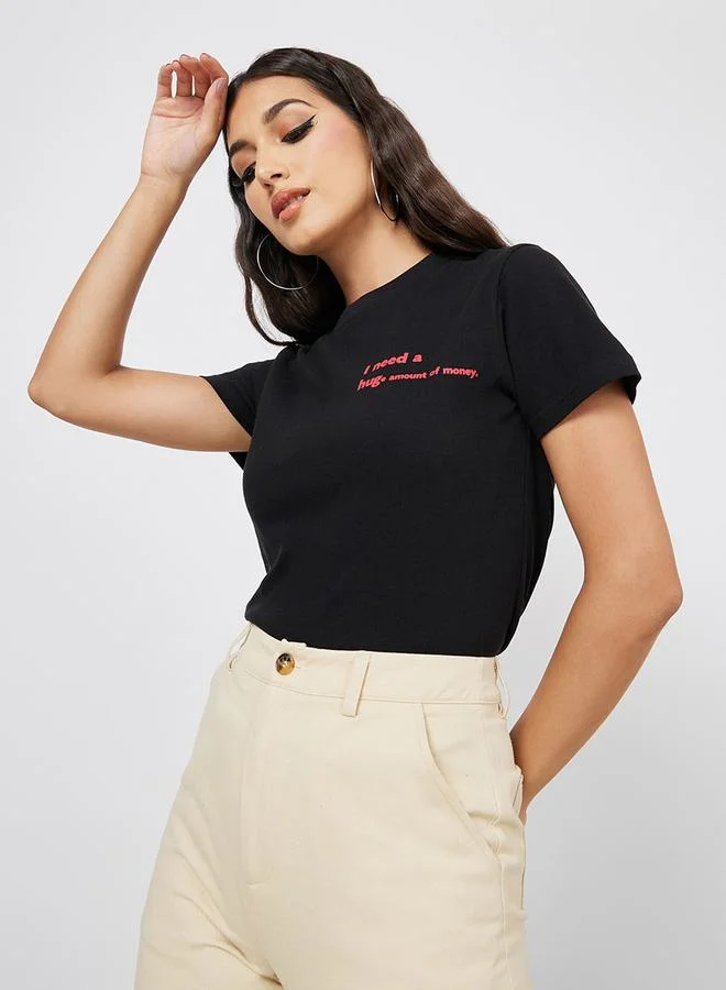 Styli Regular Fit I Need Hug Slogan T-Shirt