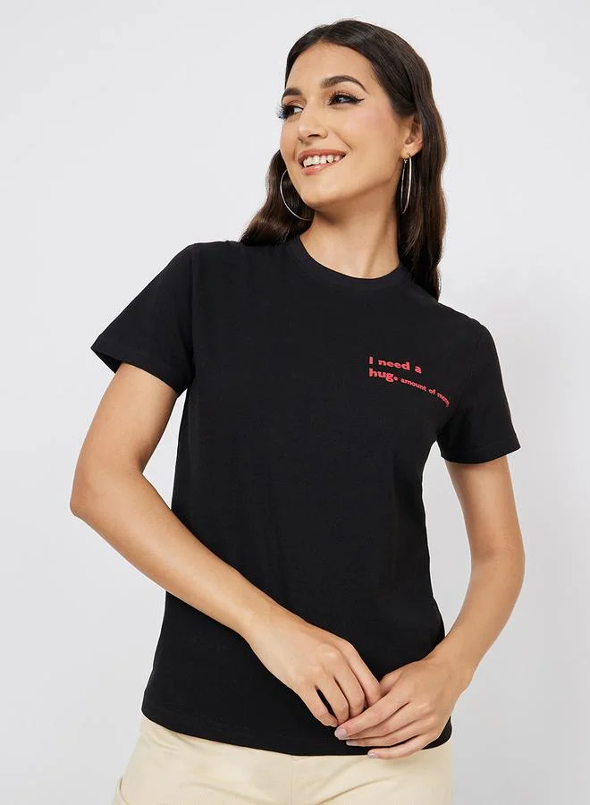 Styli Regular Fit I Need Hug Slogan T-Shirt