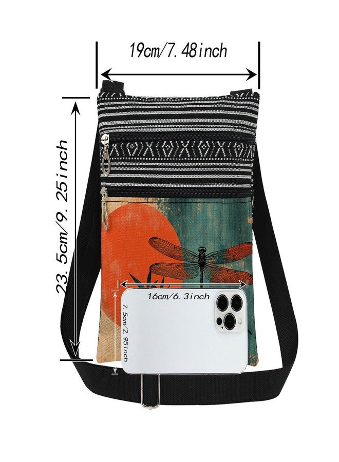 XiaoGalaee Dragonfly Sun Crossbody Bag Dragonfly on Branch Print Adjustable Shoulder Strap Messenger Bag Daily Use ZIpper Wallet Nice Birthday Gift or Christmas Present for Friend - Image 4