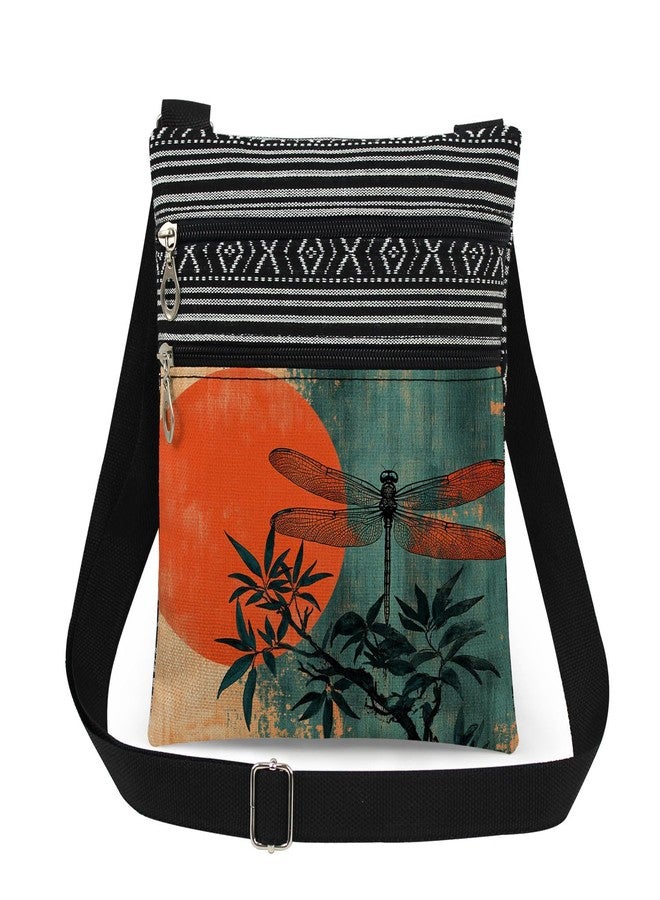 XiaoGalaee Dragonfly Sun Crossbody Bag Dragonfly on Branch Print Adjustable Shoulder Strap Messenger Bag Daily Use ZIpper Wallet Nice Birthday Gift or Christmas Present for Friend - Image 1