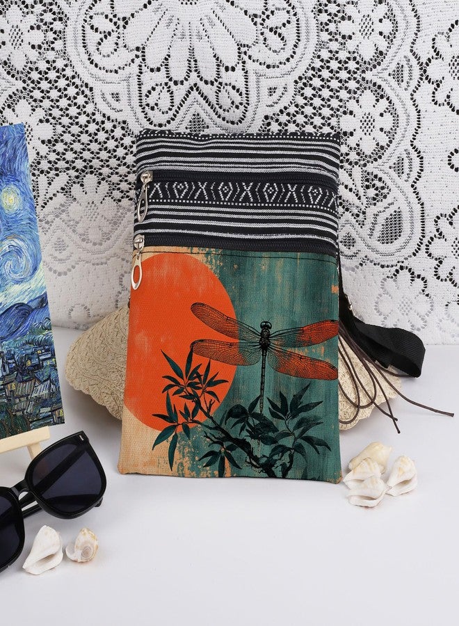 XiaoGalaee Dragonfly Sun Crossbody Bag Dragonfly on Branch Print Adjustable Shoulder Strap Messenger Bag Daily Use ZIpper Wallet Nice Birthday Gift or Christmas Present for Friend - Image 3