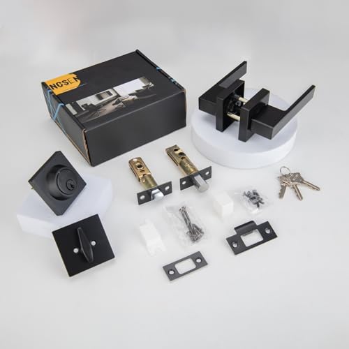 NCSEN Matt Black Front Door Lockset, Exterior Door Lock with Deadbolt, Black Door Handles with Lock - Image 5