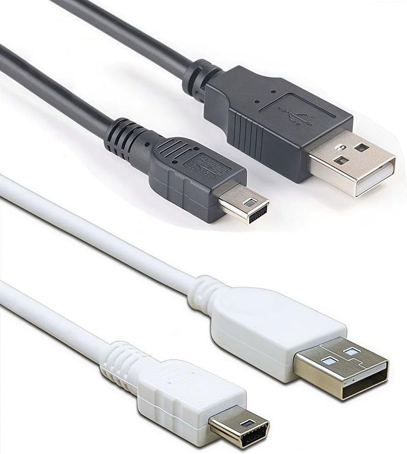 (2 Pack) Mini USB Charger and Data Cable for Texas Instruments Calculators TI-84 Plus CE Graphing Calculator, TI-Nspire CX/CX CAS, TI-84 Plus CE Color/C Silver, TI 89 Titanium (White+Black)