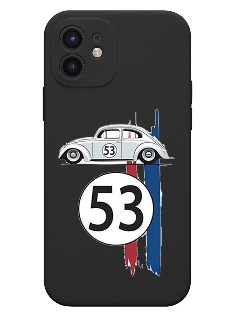 Theodor Protective Slim Fit Case Liquid Silicone Cover with Full Body Protection Anti-Scratch Shockproof Case For iPhone 12 Black  - Car horse copy - Image 1