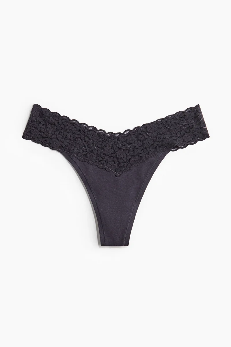 اتش اند ام سروال ثونغ مزين بالدانتيل - عبوة 5 قطع