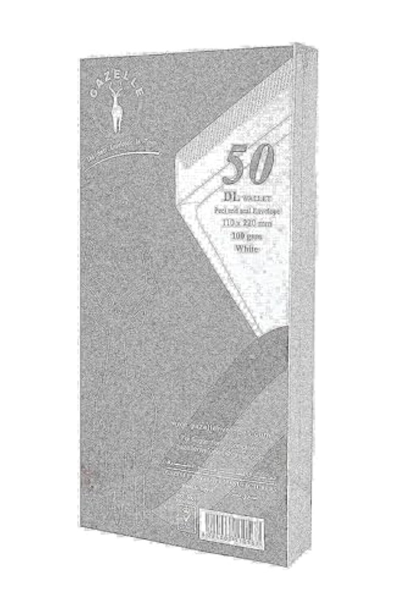Gazelle Pack of 50 Pieces Envelopes - White