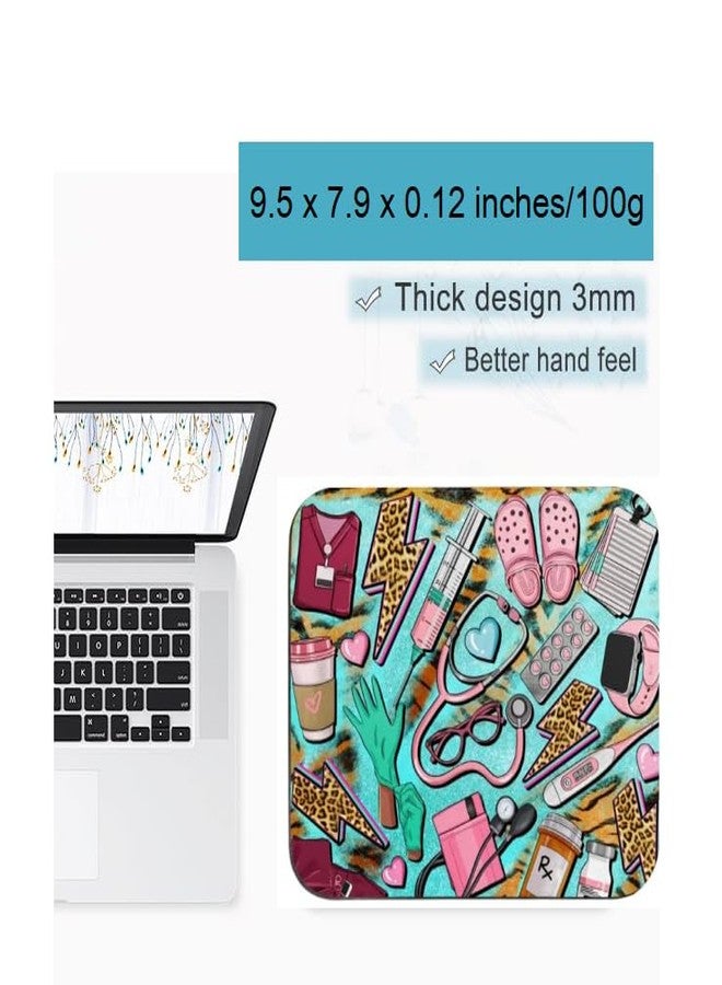 Funny School Nurse Mouse Pad Without Wrist Support for Desk in Square Shape, Nurse Mouse Pad for Work, Nurse Desk Accessories for Work, Mouse Pad Nurse Theme, 9.5"×7.9" - Image 2