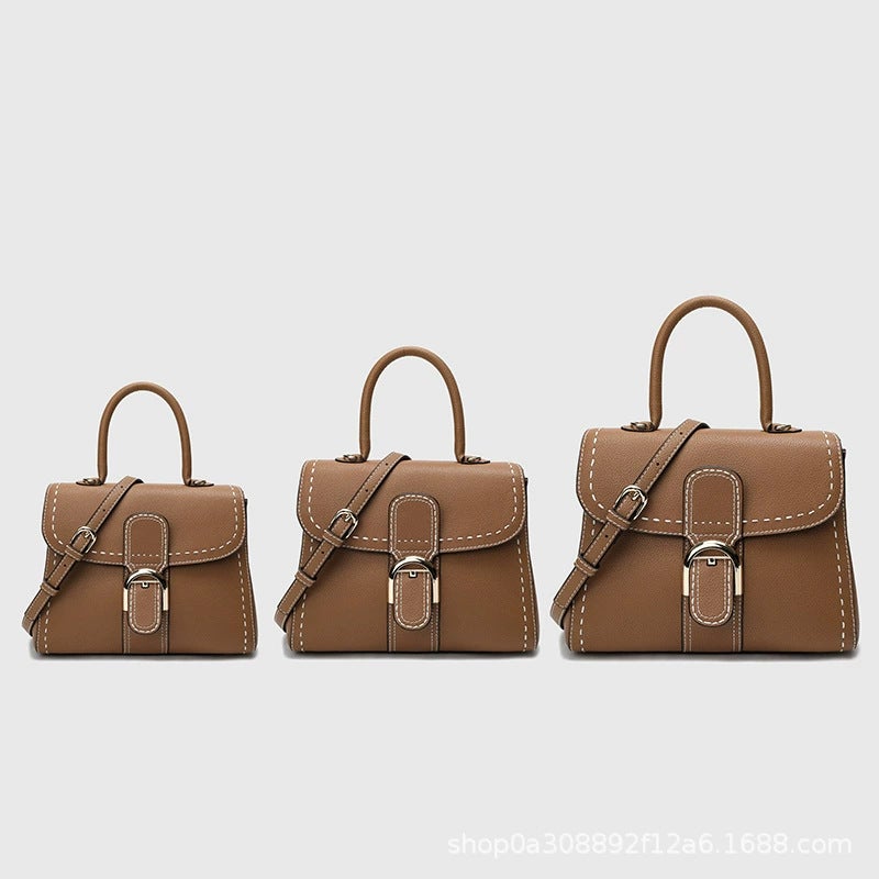 Simple Horseshoe Buckle Handbag, Fashionable And Versatile Single Shoulder Crossbody Lock Buckle Bag, First Layer Cowhide Women'S Bag - Image 2