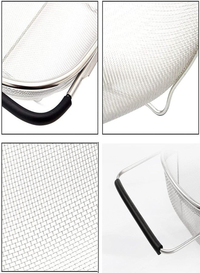 Akshify Over Sink Stainless Steel Colander Strainer Basket | Adjustable Fine Mesh Drain Rack with Non-Slip Handles for Rinsing Fruits, Vegetables, Pasta, Rice & Noodles (Silver, 1 Pcs) - Image 4