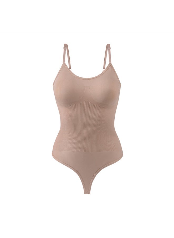 Showday Seamless Shapewear Bodysuit for Women – Tummy Control, Adjustable Straps, Slim Fit Body Shaper (Beige/Black) - Image 1