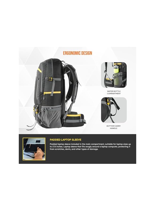 Trawoc Invictus 60L Travel Backpack Hiking Trekking Bag Camping Rucksack For Men & Women With Rain Cover/Shoe Compartment Mhk003, 3 Year Warranty - Image 3