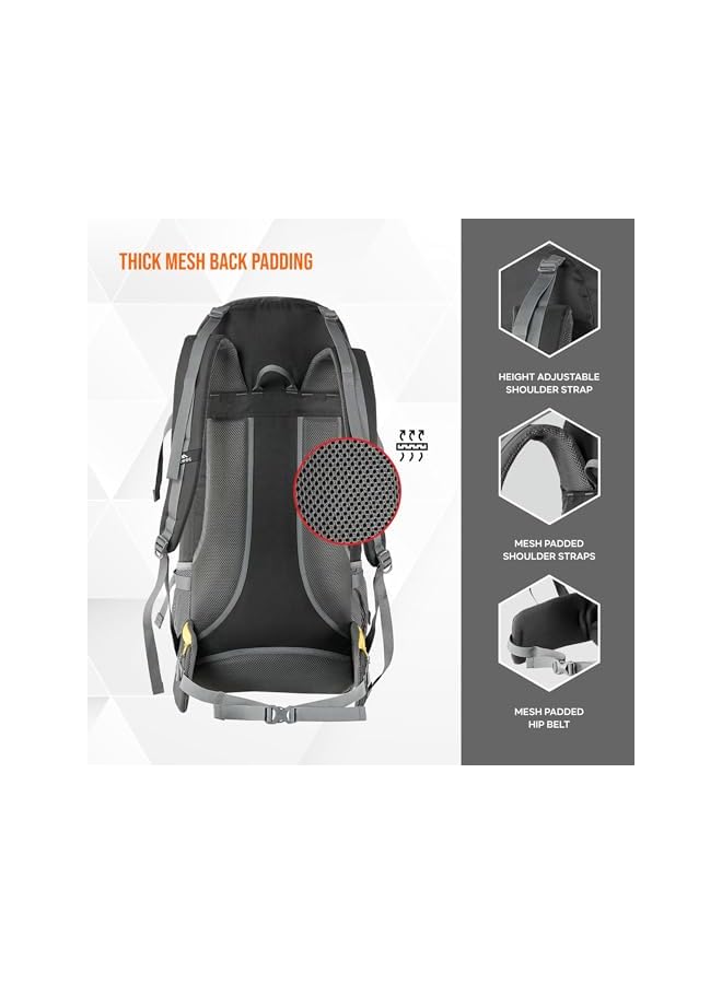 Trawoc Invictus 60L Travel Backpack Hiking Trekking Bag Camping Rucksack For Men & Women With Rain Cover/Shoe Compartment Mhk003, 3 Year Warranty - Image 2