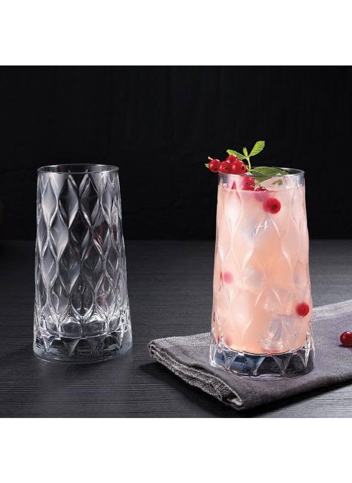 BLISS START BLISS START Transparent Leafy Glasses in Set of 6 Pcs Perfect fit for WaterJuice Highball Glass Water Juice Glasses Ice American Coffee Cup Juice Cup Cold Beverage CupGlass Cup  - Image 1