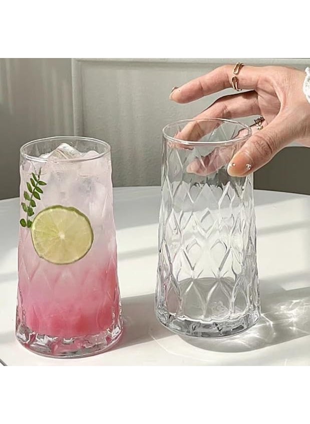BLISS START BLISS START Transparent Leafy Glasses in Set of 6 Pcs Perfect fit for WaterJuice Highball Glass Water Juice Glasses Ice American Coffee Cup Juice Cup Cold Beverage CupGlass Cup  - Image 4