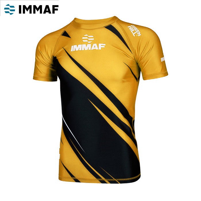 GREEN HILL Rash Guard IMMAF Approved - Black/Gold - Image 1