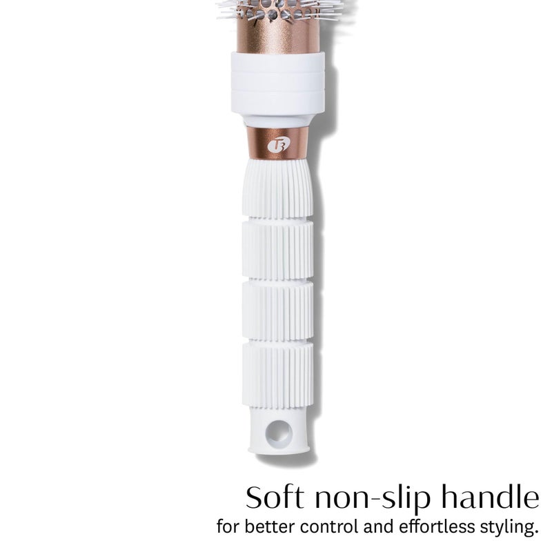 T3 - Volume Round Hair Brush Ceramic-Coated Barrel Vented Round Brush for Blow Drying Heat Resistant Bristles, White/Rose Gold - Image 5