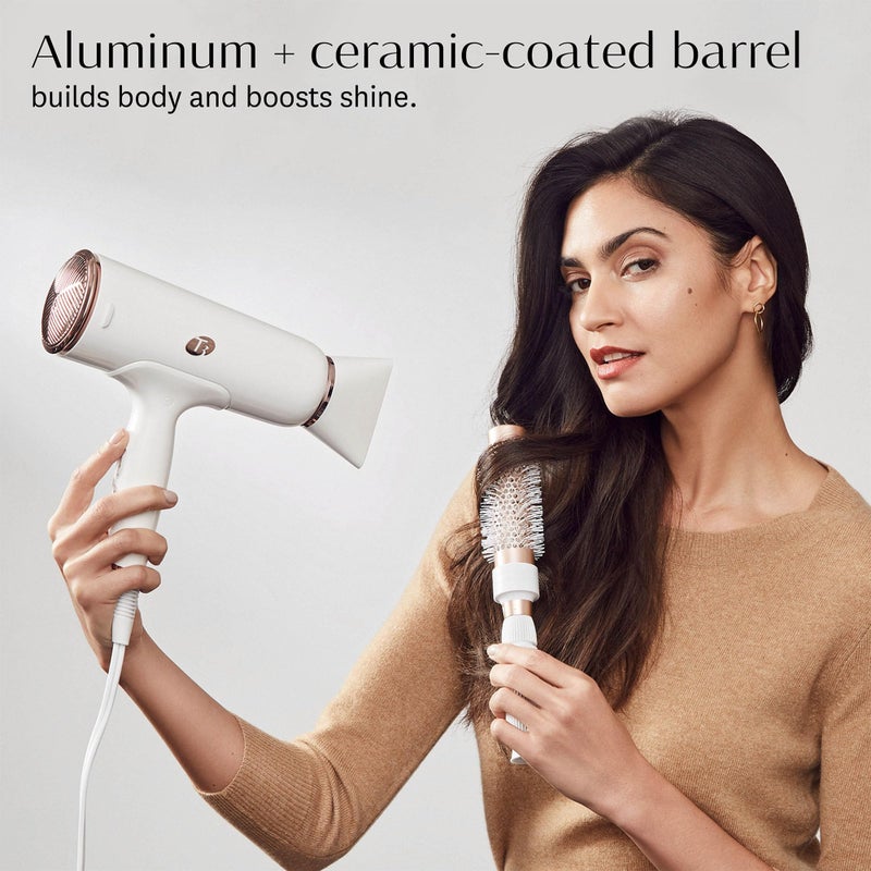 T3 - Volume Round Hair Brush Ceramic-Coated Barrel Vented Round Brush for Blow Drying Heat Resistant Bristles, White/Rose Gold - Image 4