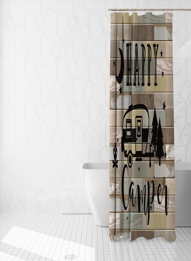 DORCEV 48x72inch Happy Camper RV Shower Curtain for Travel Trailers Vintage Farmhouse Bathroom Camping Theme Shower Curtains Set RV Restroom Decorations Accessories with Hooks - Image 3
