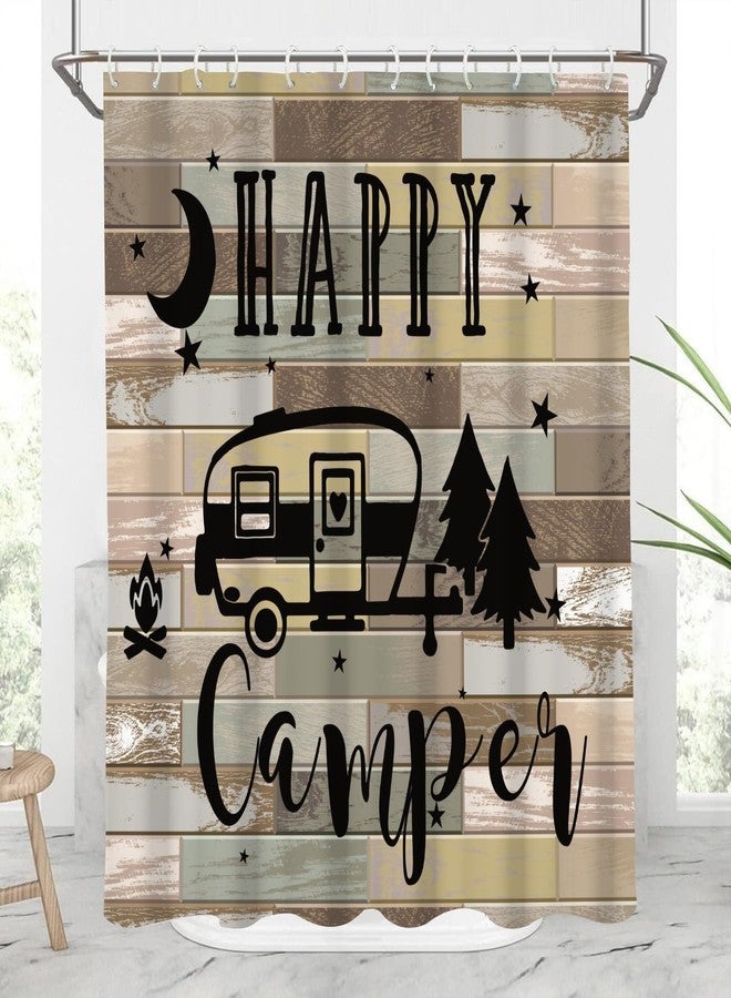 DORCEV 48x72inch Happy Camper RV Shower Curtain for Travel Trailers Vintage Farmhouse Bathroom Camping Theme Shower Curtains Set RV Restroom Decorations Accessories with Hooks - Image 5