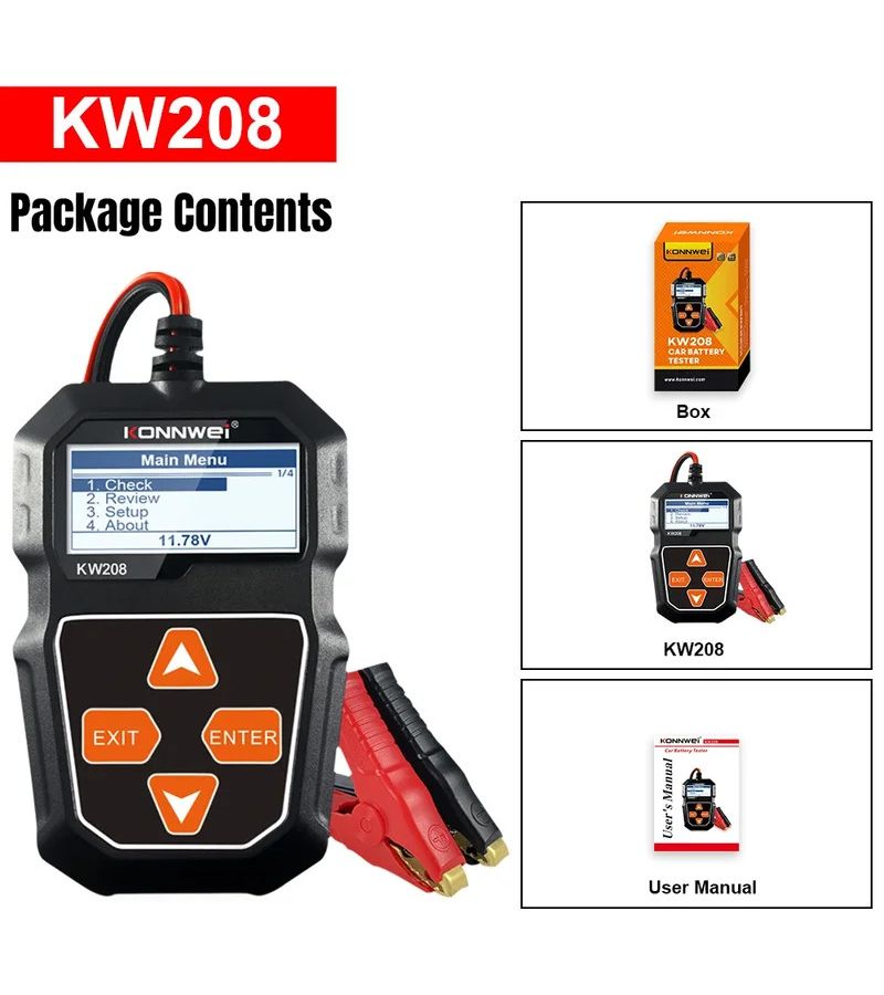 2026 KW208 12V جهاز مراقبة بطارية السيارة الخبير اختبار بطارية السيارة محلل السيارة الجهد للسيارة والدراجة النارية - Image 1