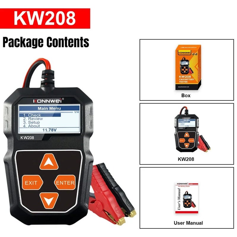 2026 KW208 12V جهاز مراقبة بطارية السيارة الخبير اختبار بطارية السيارة محلل السيارة الجهد للسيارة والدراجة النارية - Image 5