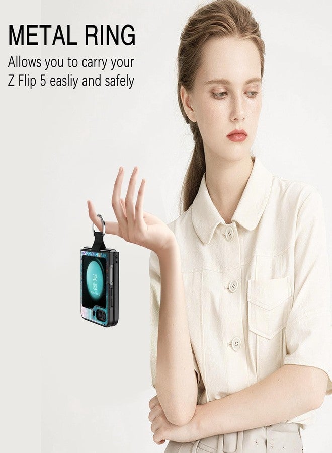 بنتوبين جراب BENTOBEN لهاتف سامسونج جالاكسي زد فليب 5، جراب نحيف ومرن ومضيء في الظلام، مزود بحلقة واقية، مقاوم للصدمات والانزلاق، متوافق مع جالاكسي زد فليب 5 مقاس 6.7 بوصة (إصدار 2023)، تصميم ماندالا داخل جالاكسي - Image 4