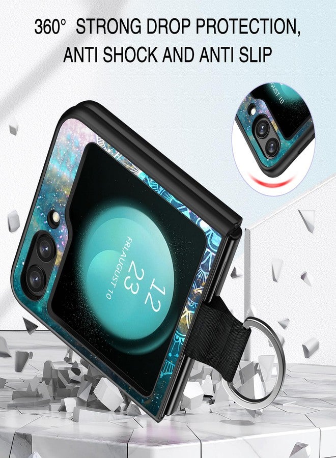 بنتوبين جراب BENTOBEN لهاتف سامسونج جالاكسي زد فليب 5، جراب نحيف ومرن ومضيء في الظلام، مزود بحلقة واقية، مقاوم للصدمات والانزلاق، متوافق مع جالاكسي زد فليب 5 مقاس 6.7 بوصة (إصدار 2023)، تصميم ماندالا داخل جالاكسي - Image 2