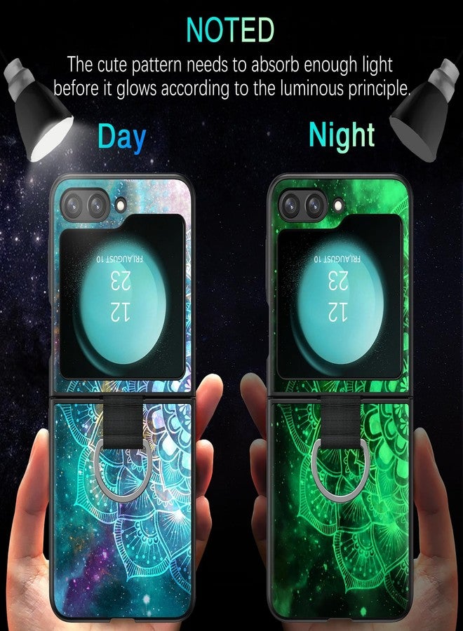 بنتوبين جراب BENTOBEN لهاتف سامسونج جالاكسي زد فليب 5، جراب نحيف ومرن ومضيء في الظلام، مزود بحلقة واقية، مقاوم للصدمات والانزلاق، متوافق مع جالاكسي زد فليب 5 مقاس 6.7 بوصة (إصدار 2023)، تصميم ماندالا داخل جالاكسي - Image 3