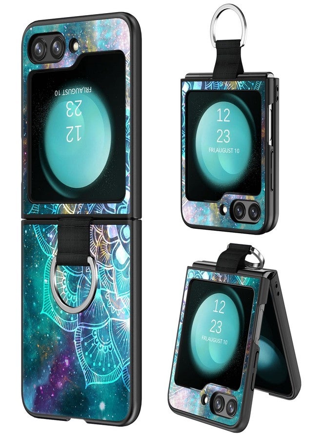 بنتوبين جراب BENTOBEN لهاتف سامسونج جالاكسي زد فليب 5، جراب نحيف ومرن ومضيء في الظلام، مزود بحلقة واقية، مقاوم للصدمات والانزلاق، متوافق مع جالاكسي زد فليب 5 مقاس 6.7 بوصة (إصدار 2023)، تصميم ماندالا داخل جالاكسي - Image 1