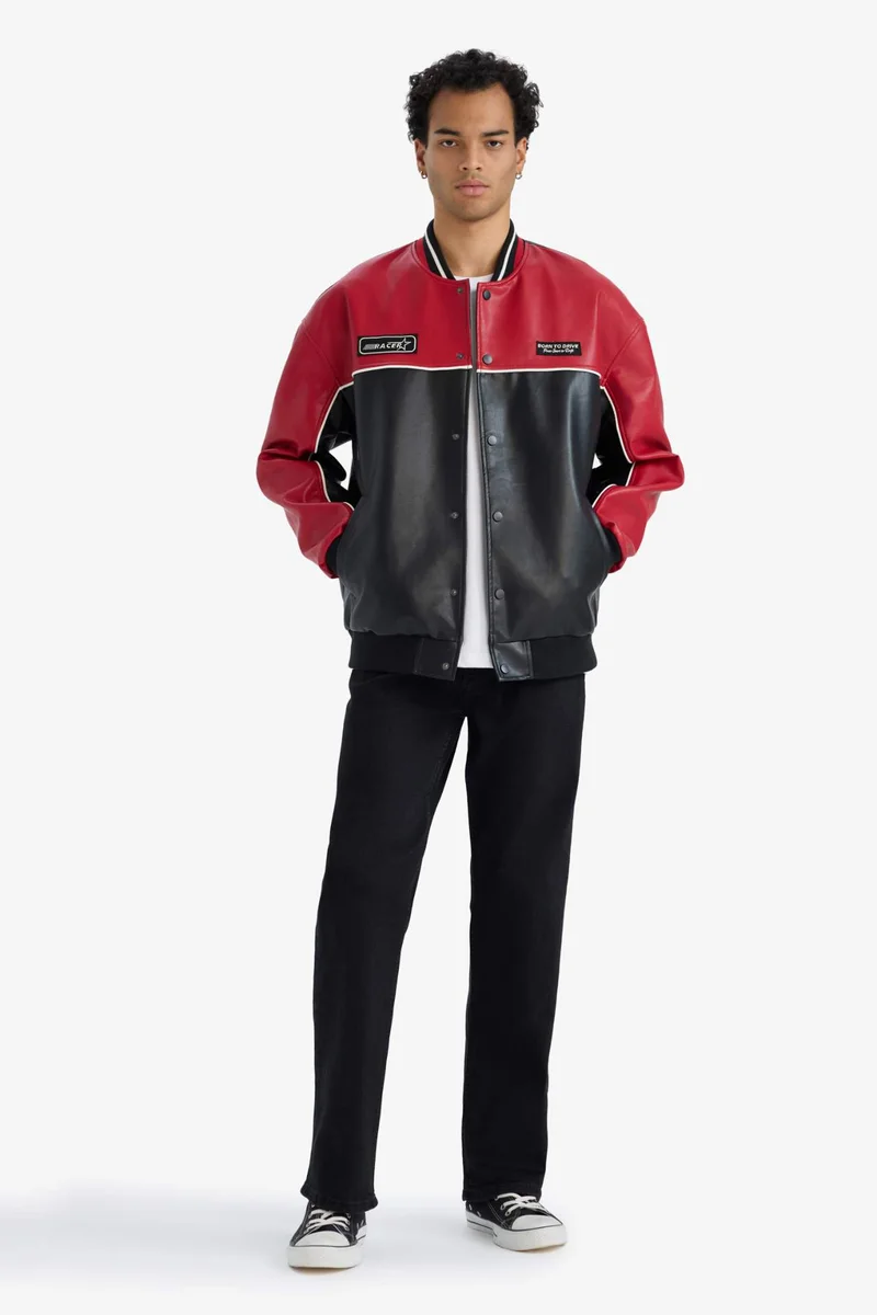 ديفاكتو Oversize Faux Leather Jacket