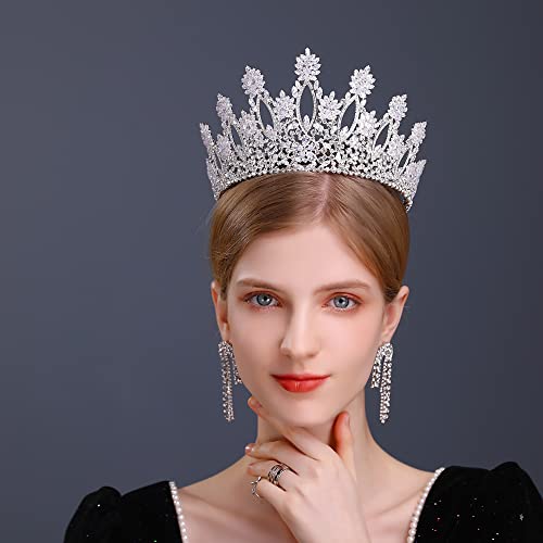 Aoligrace Silver Tall Wedding Tiaras for Women Luxury Cubic Zirconia Quinceanera Crowns for Women CZ Pageant Birthday Bridal Hair Accessories - Image 2