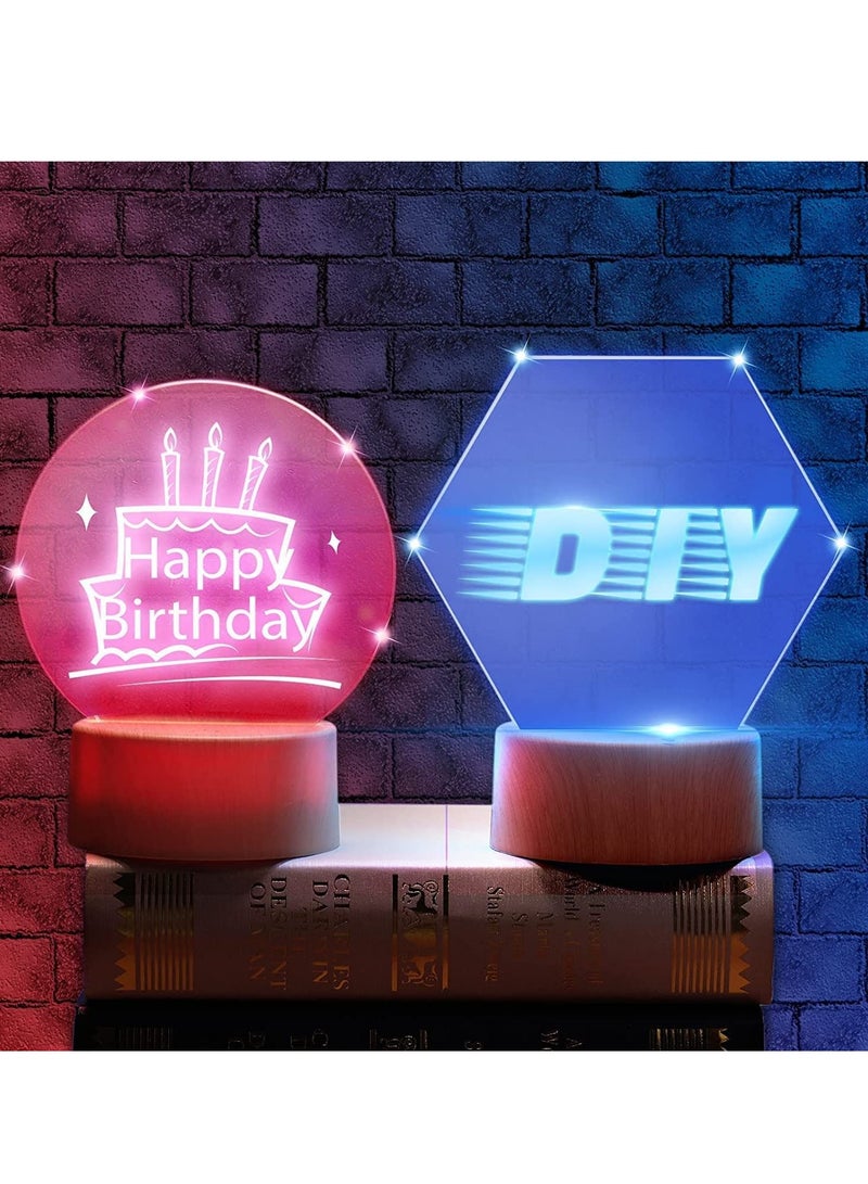 3D Night LED Light Lamp Bases 6 Pieces Clear Acrylic Sheets LED Display Base Acrylic Blanks for LED Base Acrylic Light Panel with Remote Control USB Cable 16 Colors 4 Modes 4 Pieces Wood Color  - Image 2