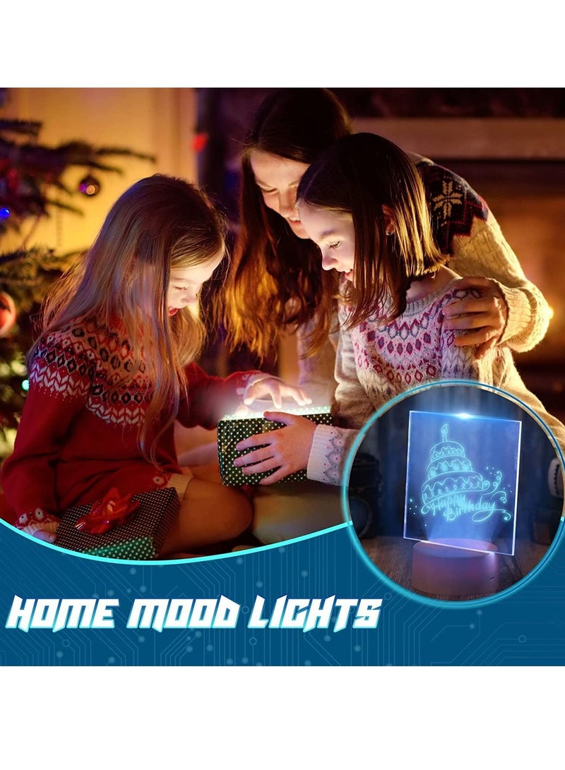 3D Night LED Light Lamp Bases 6 Pieces Clear Acrylic Sheets LED Display Base Acrylic Blanks for LED Base Acrylic Light Panel with Remote Control USB Cable 16 Colors 4 Modes 4 Pieces Wood Color  - Image 3
