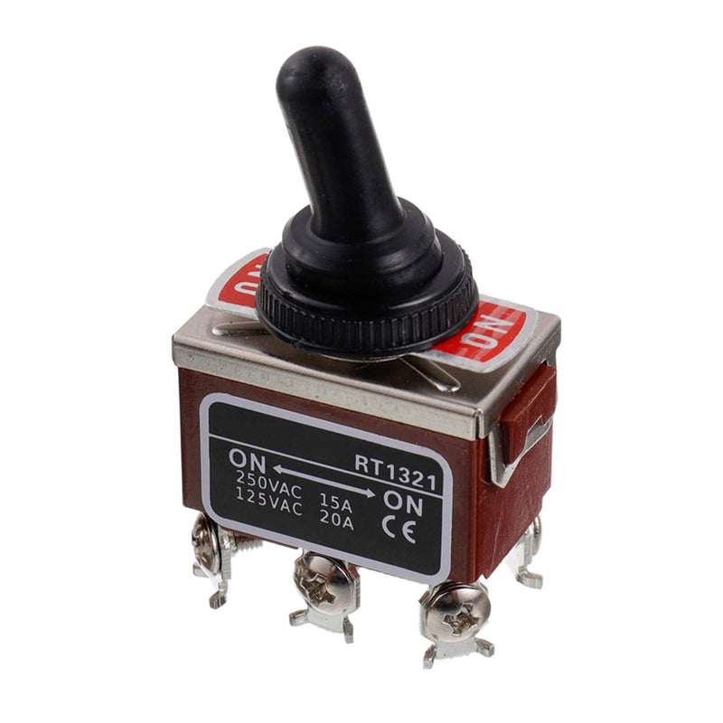 BOJACK RT1321 Toggle Switch 125V 20A 250V 15A DPDT ON - ON 6 Terminal pin Rocker Switch with Metal Waterproof Cap (Pack of 2) - Image 2