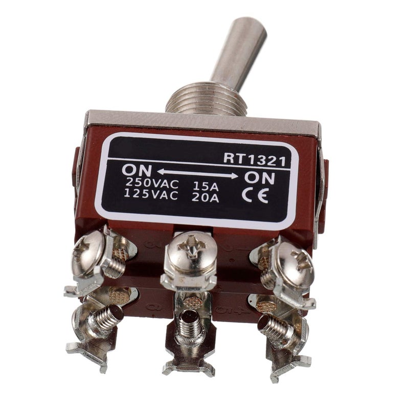 BOJACK RT1321 Toggle Switch 125V 20A 250V 15A DPDT ON - ON 6 Terminal pin Rocker Switch with Metal Waterproof Cap (Pack of 2) - Image 4