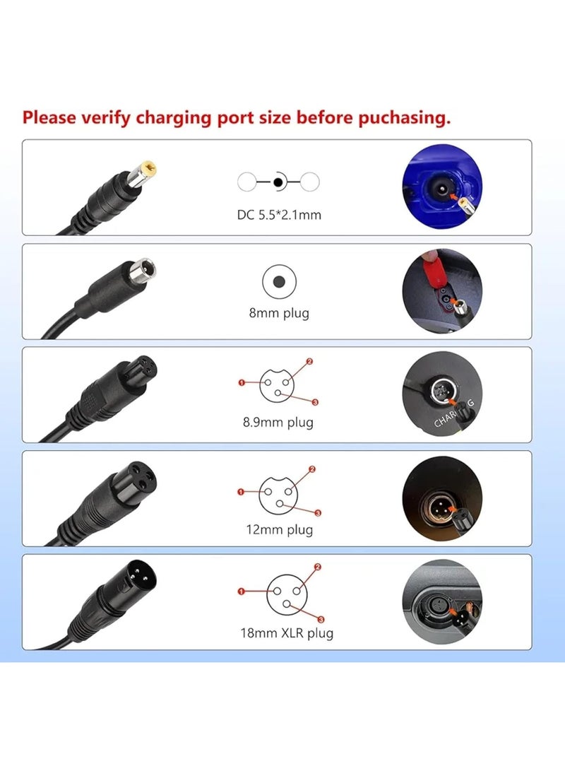 KOWVOWZ Electric Scooter Charger, Electric Scooter Charger, Mobility Scooter Charger, Fast Battery Charger (5 Plugs) Universal for Ebike Battery Charger Fast Charger for Li-ion Battery  - Image 2