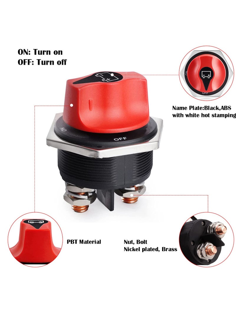 Captaintech Heavy-Duty Battery Disconnect Switch for Marine, RV, Truck, ATV, and Car - Waterproof 12-32V DC Isolator Kill Switch, 300A Continuous, 450A Peak Current. - Image 5