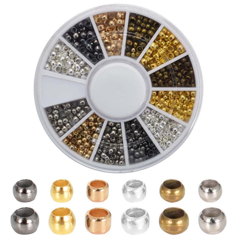 720 pc Crimp Beads Set 225mm Mixed Tube Rondelle  Spacer Loose Beads Storage Box Bracelets Necklaces 6 Colours
