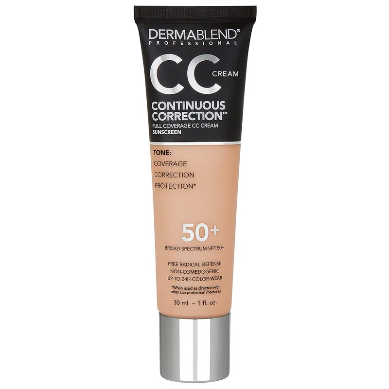 Dermablend Continuous Correction Tone-Evening CC Cream Foundation SPF 50+, Full Coverage Foundation Makeup & Color Corrector, Oil-Free