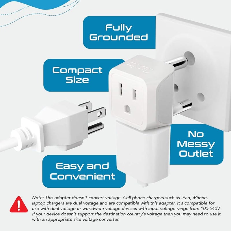 Ceptics African Travel Adapter Set 2 in 1 USA to Africa, S. Africa, Nigeria, Ghana, Uganda (Type M, E/F, Type G) - 3 Pack (Does Not Convert Voltage) - Image 2