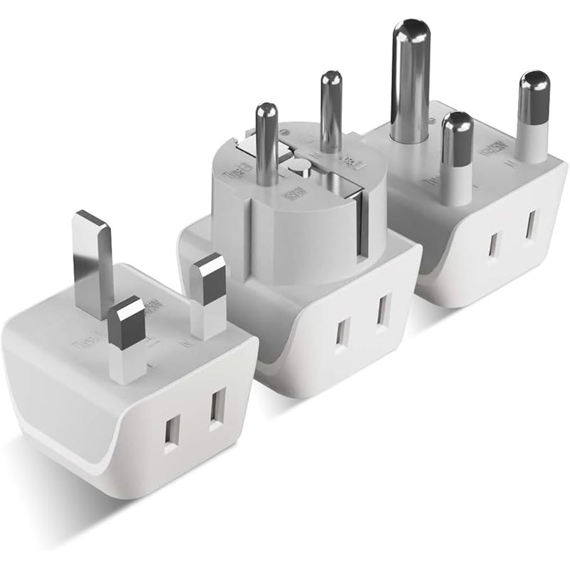 Ceptics African Travel Adapter Set 2 in 1 USA to Africa, S. Africa, Nigeria, Ghana, Uganda (Type M, E/F, Type G) - 3 Pack (Does Not Convert Voltage) - Image 1