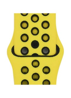 Suitable For Apple Two-color Silicone Nike Strap Nike Hole Apple Iwatch Breathable Sports Watch Strap-Color:34 Yellow + Black-Specifications:42/44/45/49mm-L