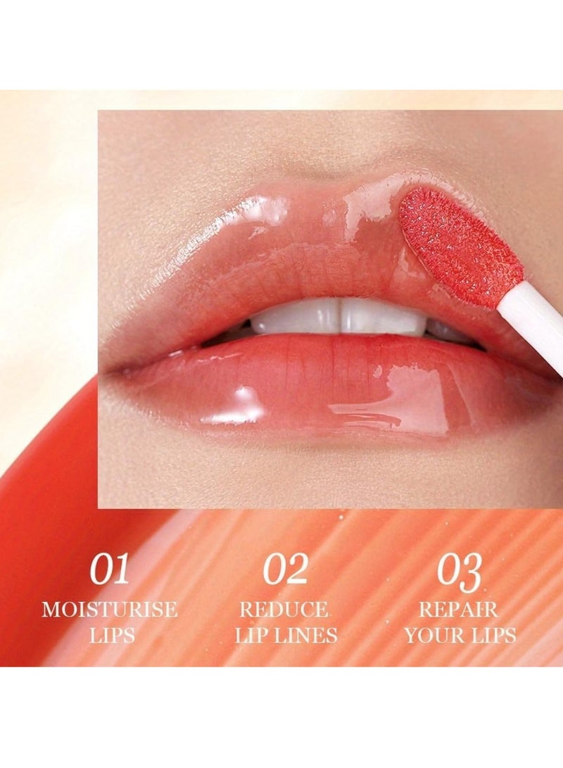 QiBest زيت شفاه ملون 4 ألوان مرطب ومغذي بفرشاة كبيرة لمعان شفاه شفاف وزيتي براق ومرطب وملء شفاه واضح ومكتنز 02 - Image 4