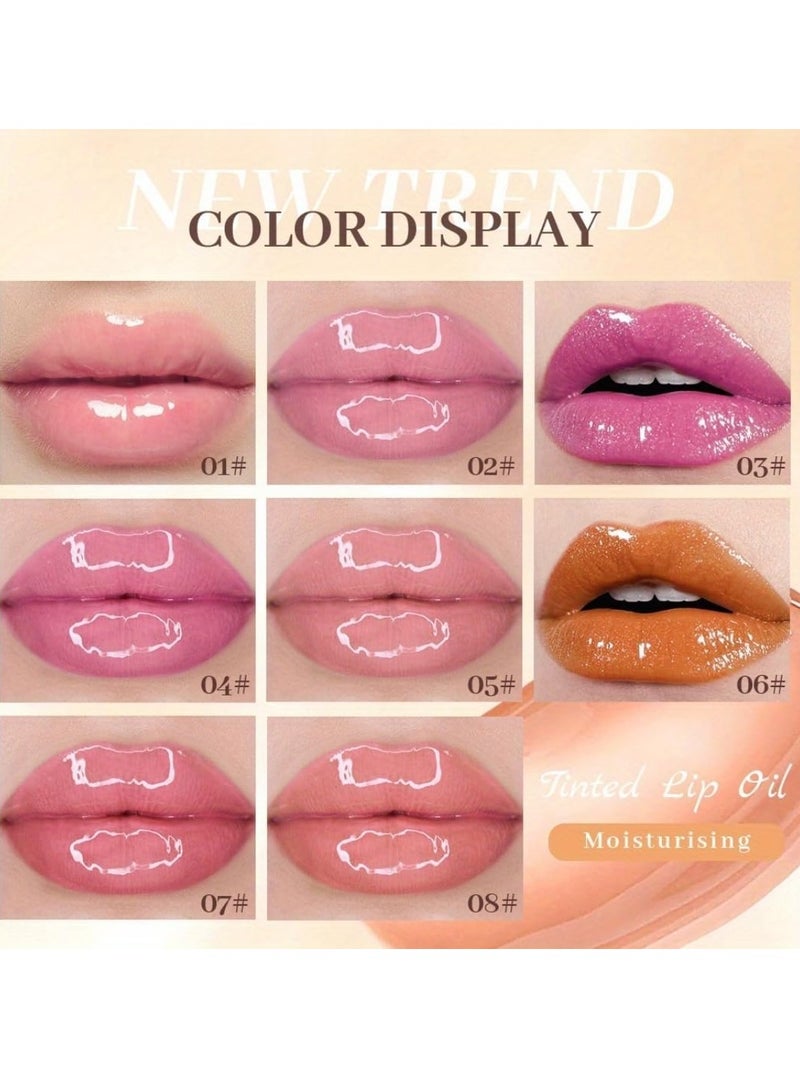 QiBest زيت شفاه ملون 4 ألوان مرطب ومغذي بفرشاة كبيرة لمعان شفاه شفاف وزيتي براق ومرطب وملء شفاه واضح ومكتنز 02 - Image 2