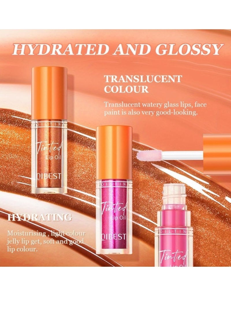 QiBest زيت شفاه ملون 4 ألوان مرطب ومغذي بفرشاة كبيرة لمعان شفاه شفاف وزيتي براق ومرطب وملء شفاه واضح ومكتنز 02 - Image 5