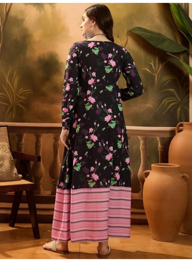 AKS Black Digital Print Maxi Dress  - Image 4