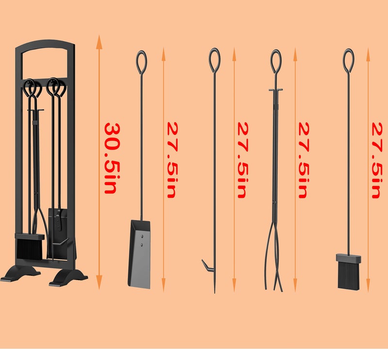 Kingson 5-Piece Lightweight Fireplace Tool Set â€“ Portable, Compact, and Stylish Fire Pit Accessories Kit - Image 4